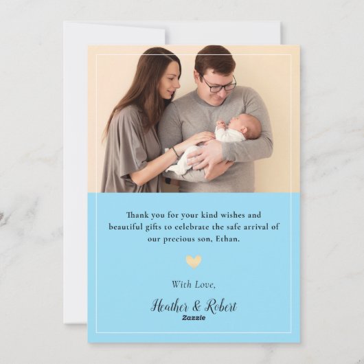 Bébé bleu clair garçon 2 Faire-part de naissance p (Dos)