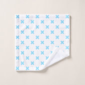 Bébé bleu croix coutures sur blanc (Gant de toilette)