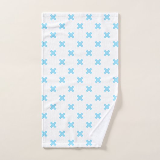 Bébé bleu croix coutures sur blanc (Serviette à main)