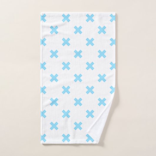 Bébé bleu croix coutures sur blanc (Serviette à main)