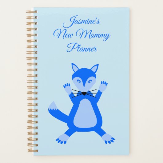 Bébé Bleu Cute Garçon Fox Custom Nouvelle Maman (Devant)