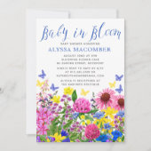 Bébé bleu en fleur Baby shower floral Invitation (Devant)