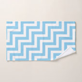 Bébé Bleu et Blanc Grand Taille Diagonal Chevron (Serviette à main)