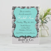 Bébé bleu et carte d'invitation de douche de Co (Debout devant)