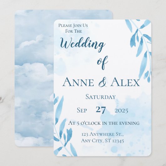 Bébé bleu Faire-part de mariage - Sky Invitation (Devant / Derrière)
