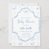 Bébé bleu garçon douche Invitation (Devant)
