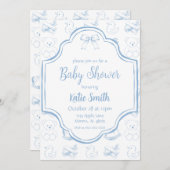 Bébé bleu garçon douche Invitation (Devant / Derrière)