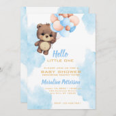 Bébé bleu garçon douche Invitation (Devant / Derrière)