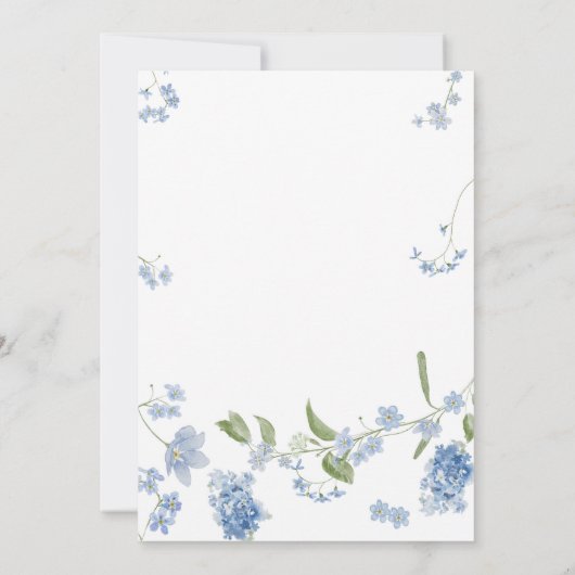 Bébé bleu garçon en fleur Baby shower Invitation (Dos)