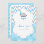 Bébé bleu, gris blanc Merci éléphant (Devant / Derrière)