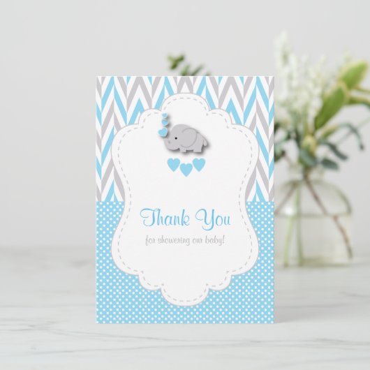 Bébé bleu, gris blanc Merci éléphant (Debout devant)