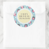 Bébé Bleu Jaune Chouette de nuit Joyeux Sticker d' (Sac)