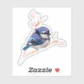Bébé Bleu Jay Oiseau Custom-Cut Vinyl Sticker (Feuille)