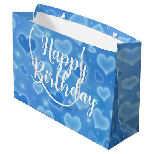 Bébé Bleu Joyeux Anniversaire Grand sac cadeau (Dos Angle)