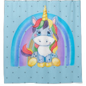 Bébé bleu licorne sur Rainbow Douche rideau (Devant)
