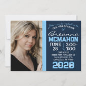 Bébé Bleu & Marine Graduation Photo Invitation (Devant)