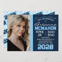 Bébé Bleu & Marine Graduation Photo Invitation