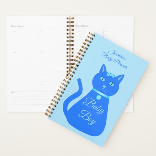 Bébé bleu mignon Chat garçon Grossesse personnalis (Devant avec enveloppe)