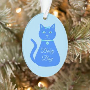 Bébé Bleu mignon chat Personnalisé Premier Noël