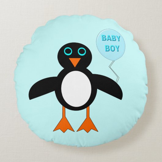 Bébé bleu mignon garçon Coussin de pingouin (Devant)