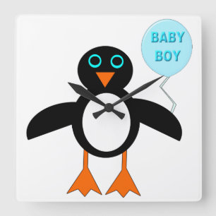 Bébé Bleu mignon Pemguin Horloge murale