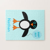 Bébé bleu mignon Petit garçon Pingouin Puzzle (Horizontal)