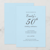 Bébé bleu minimaliste 50e anniversaire Invitation (Devant / Derrière)