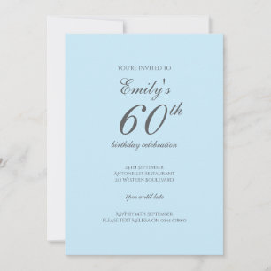 Bébé bleu minimaliste 60e anniversaire Invitation