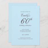 Bébé bleu minimaliste 60e anniversaire Invitation (Devant / Derrière)