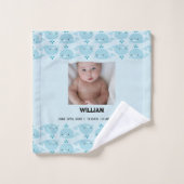 Bébé bleu Nom du garçon Date de naissance Statisti (Gant de toilette)