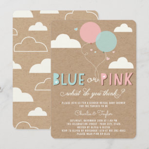 Bébé bleu ou rose Genre Reveal Invitation de la fê
