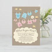 Bébé bleu ou rose Genre Reveal Invitation de la fê (Debout devant)