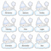 Bébé bleu Ours personnalisé Stickers de nom multip (Devant)