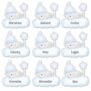 Bébé bleu Ours personnalisé Stickers de nom multip