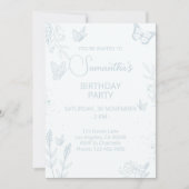 Bébé Bleu Papillon Anniversaire Invitation (Devant)