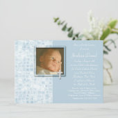 Bébé Bleu Photo Christening Invitations (Debout devant)