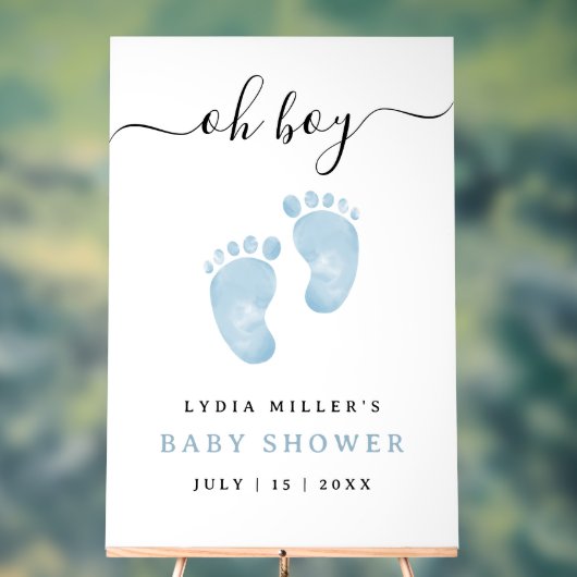 Bébé bleu pieds Baby shower Affiche de bienvenue b (Neutre)