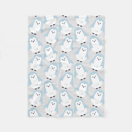 Bébé Bleu Pingouin Motif de couverture polaire (Devant)