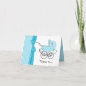 Bébé bleu Pram Merci Carte de note (Devant)