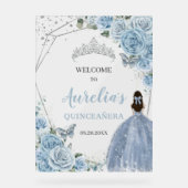 Bébé Bleu Roses Floral Quinceañera Accueil de la C (Recto)