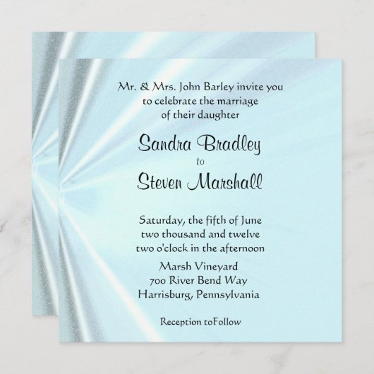 Bébé Bleu Satin Mariage Invitations (Devant / Derrière)