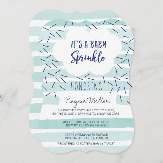 Bébé bleu saupoudrer les invitations pour un bébé (Devant / Derrière)