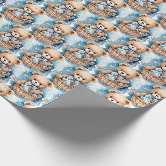 Bébé bleu Teddy Bear Papier cadeau enveloppant (Coin)