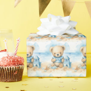 Bébé bleu Teddy Bear Papier cadeau enveloppant