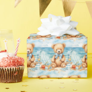 Bébé bleu Teddy Bear Papier cadeau enveloppant