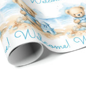 Bébé bleu Teddy Bear Papier cadeau enveloppant (Coin rond)