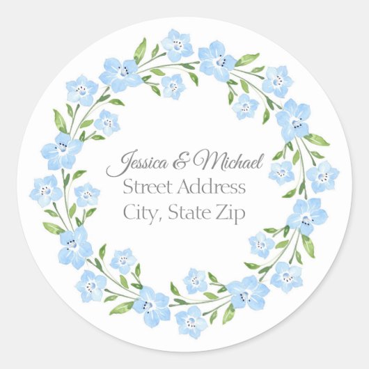 Bébé bleu yeux aquarelle Floral Étiquettes de cour (Devant)