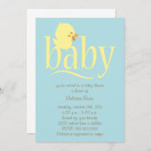Bébé Blue Duckling Baby Shower Invitations (Devant / Derrière)