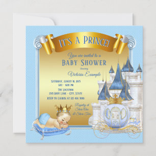 Bébé Blue Gold Prince Bébé Invitation à la douche