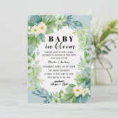 Bébé Boeuf Bleu en Fleur Baby shower Invitation (Debout devant)